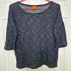 Joe Fresh  Knit Shirt 3/4 Sleeves Oversized Marled Blue & White Size Extra Small